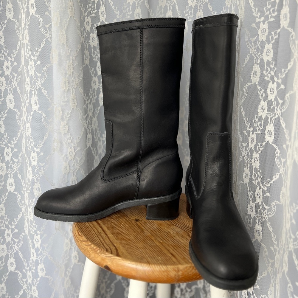 New! Zeeta black leather motorcycle boots size 42 womens 10 NIB Bravo Black 🖤